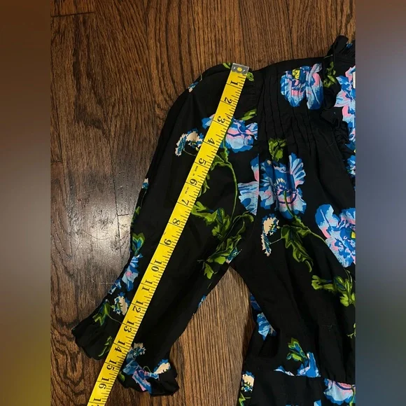 Diane Von Furstenberg | Deacon Floral Puff Sleeve Cotton Midi Dress Floral Black - Picture 10 of 15